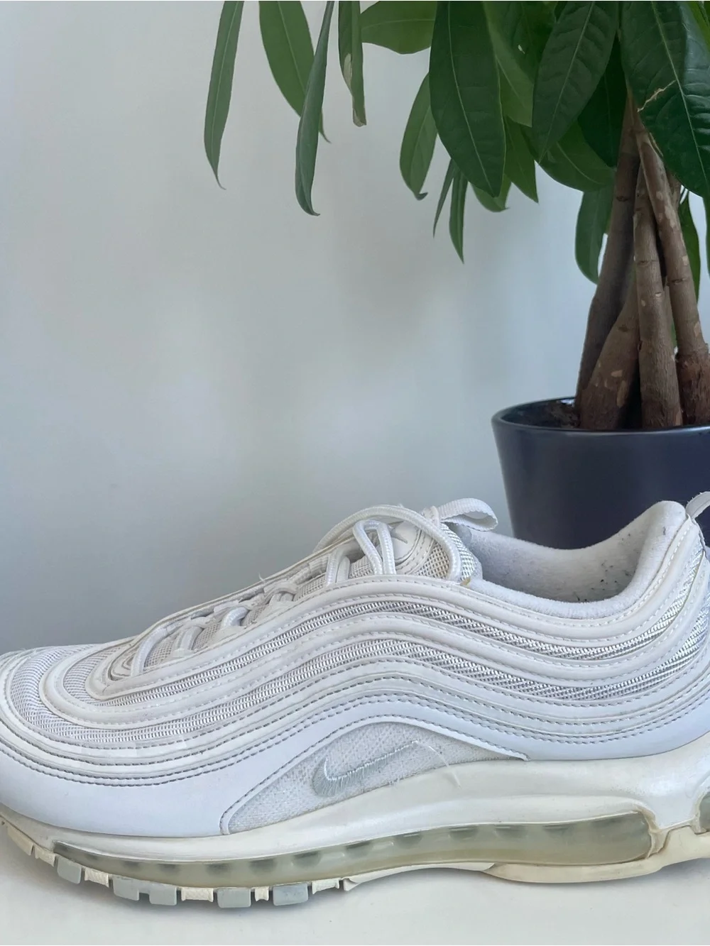 Men Size 9.5 Nike Air Max 97 Triple White Wolf Grey Shoes Women Size 11